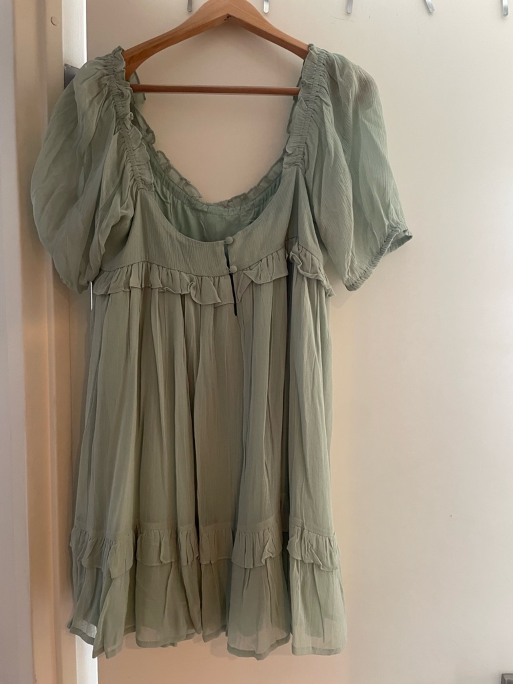 ASOS Sage Puff-Sleeve Ruffle Mini Dress - Picture 6 of 7
